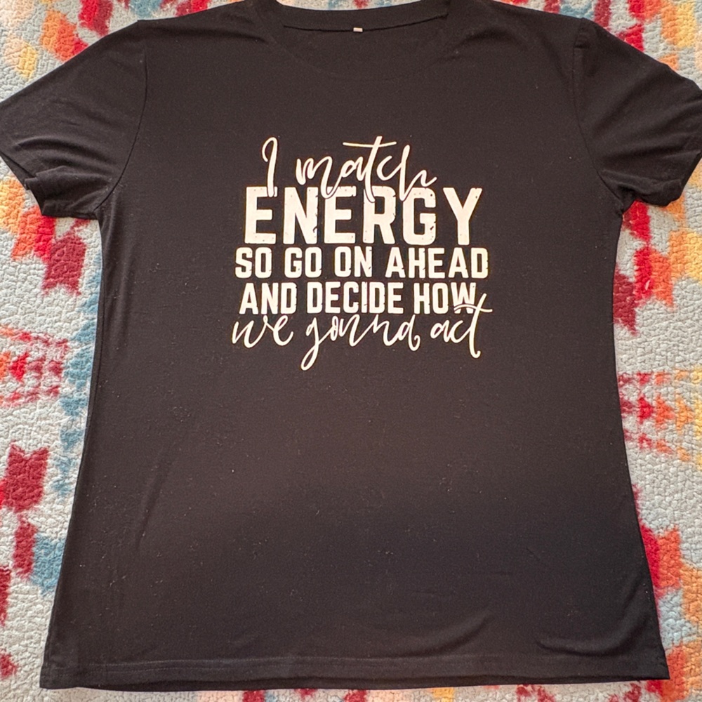 Black Graphic T-Shirt with White Text